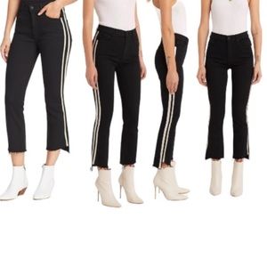 MOTHER Black Ankle Jeans with White Stripes